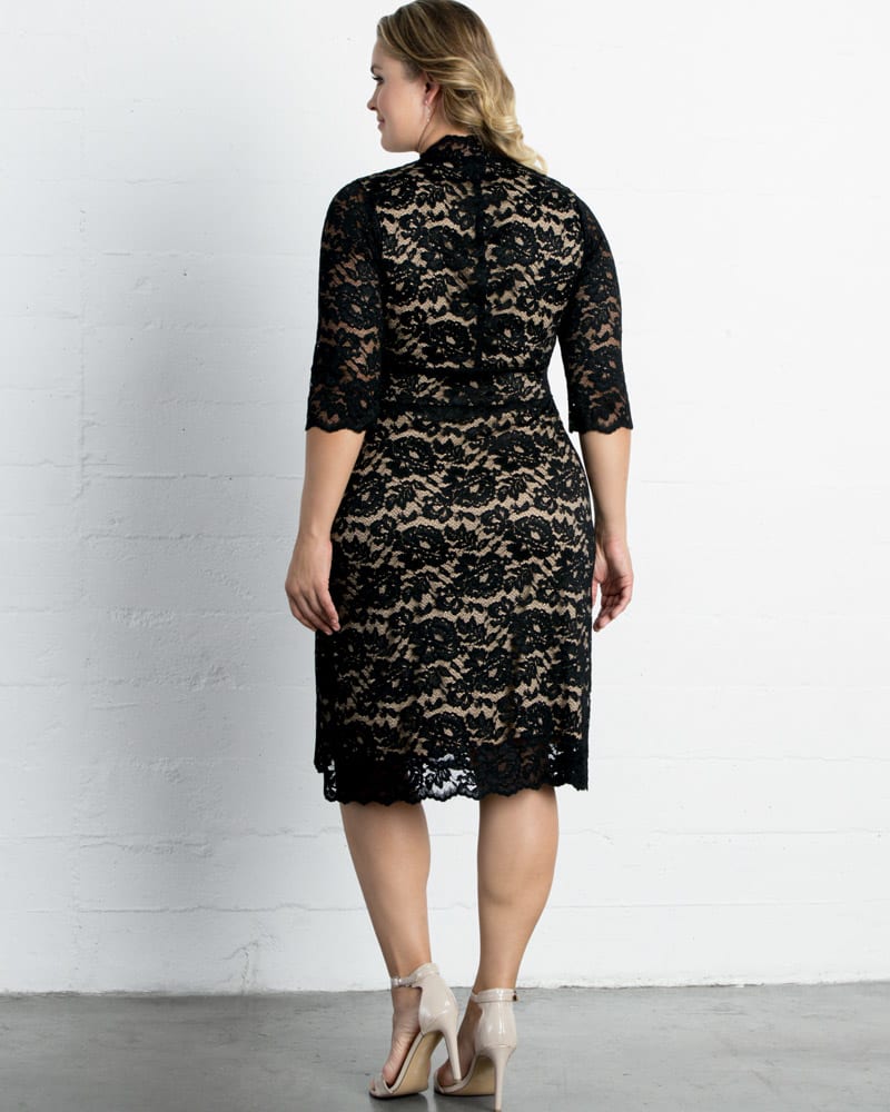 Black lace dress with nude lining sales